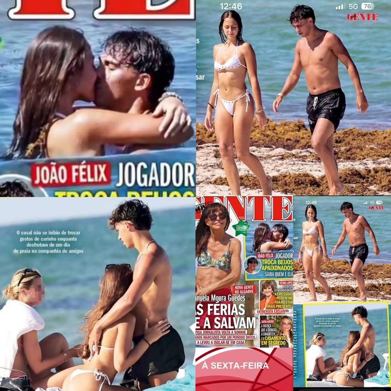 João Félix y Clari Cremaschi, en las playas de Florida. Foto: print de nota en www.novagente.pt João Félix y Clari Cremaschi, en las playas de Florida. Foto: print de nota en www.novagente.pt
