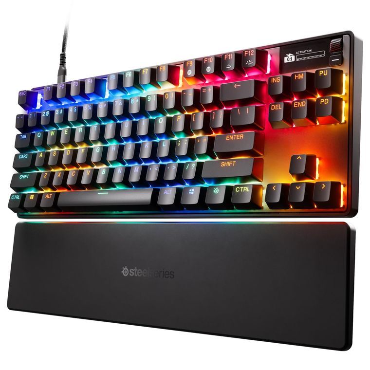 El sistema de interruptores Omnipoint del SteelSeries Apex PRO TKL 3 permite calibrar la sensibilidad magnética del hardware. El sistema de interruptores Omnipoint del SteelSeries Apex PRO TKL 3 permite calibrar la sensibilidad magnética del hardware.