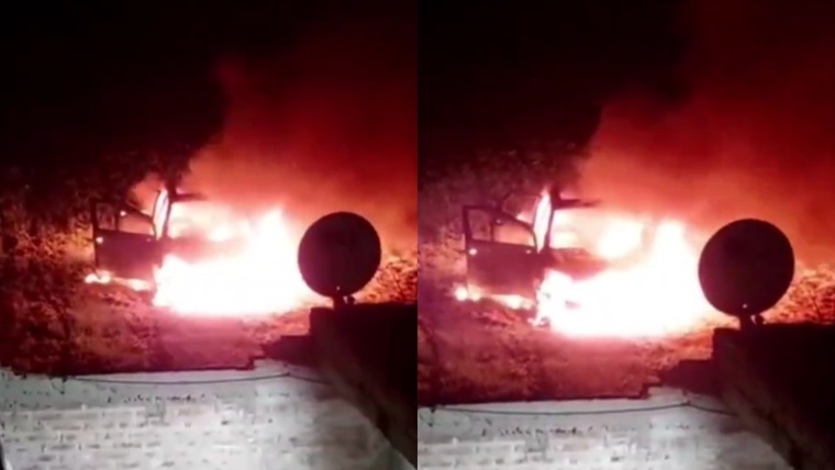 Las cámaras de seguridad de Florencio Varela registraron el momento en el que prendieron fuego la camioneta en la que habían trasladado a las jóvenes asesinadas.&nbsp;