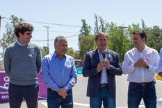 Mema, Cornejo, Suarez y García Zalazar en octubre en la habilitación del nuevo puente Juncal. Foto: Ciudad de Mendoza