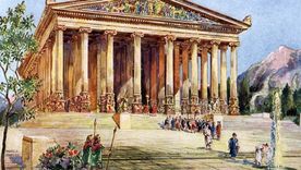 El templo de Artemisa, Éfeso. Ilustración de Maravillas del pasado, 1933-1934. Foto: GETTY IMAGES