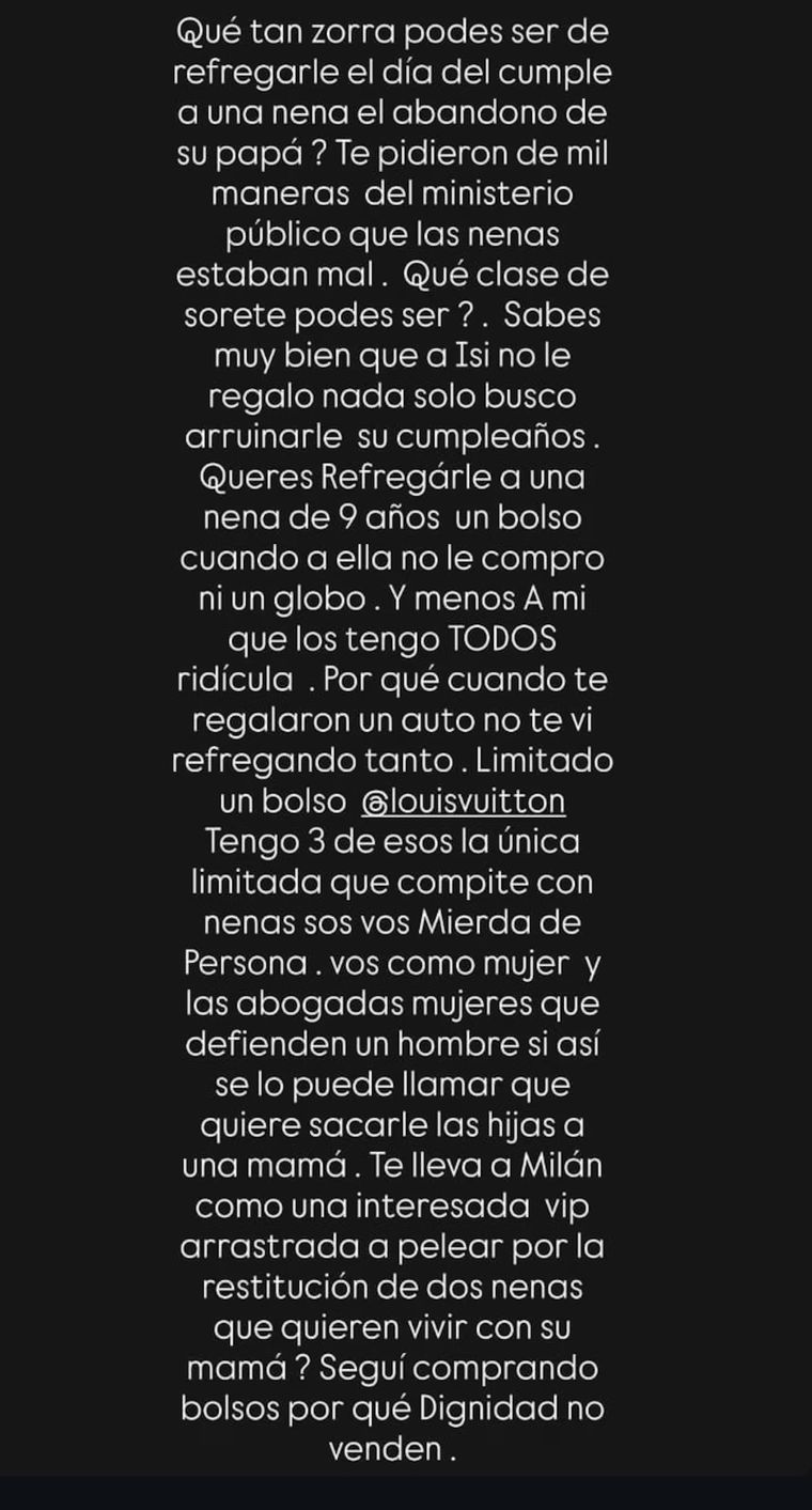 El duro posteo de Wanda contra la China.
