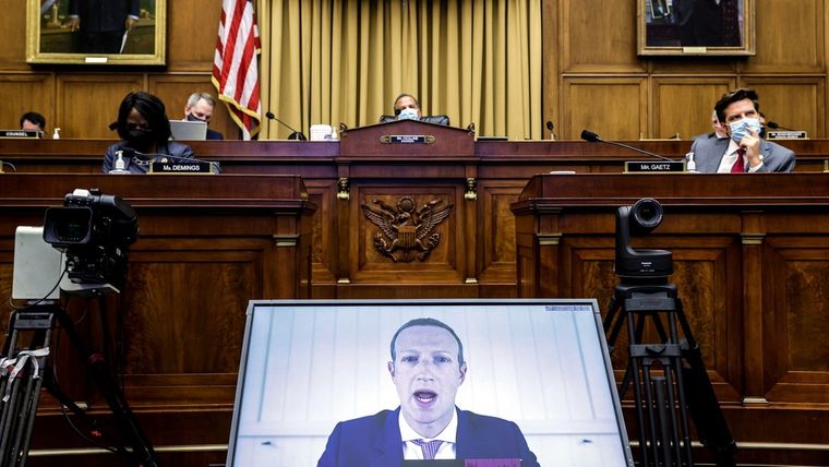 Mark Zuckerberg habla por videoconferencia durante una audiencia antimonopolios del Congreso de EE.UU., Washington, EE.UU., el 29 de julio de 2020 Foto: RT