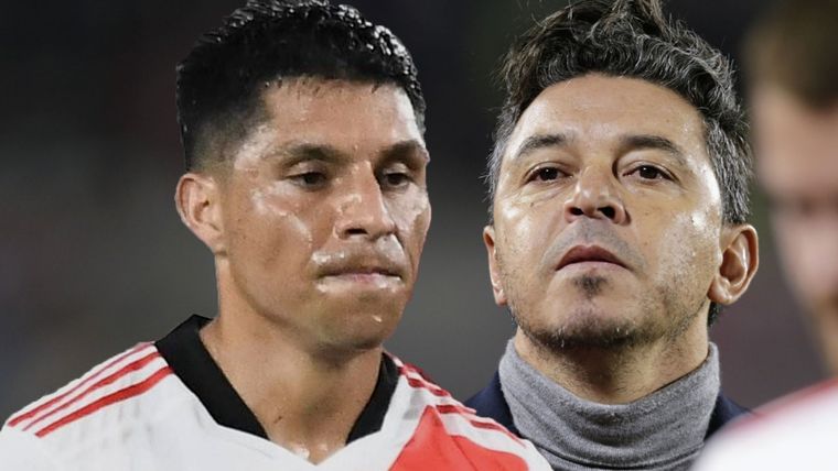 ¿Explotó la interna en River? Gallardo y Enzo Pérez habrían discutido en el entretiempo ante Arsenal. Foto: River Plate