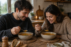 El otoño, una buena época para tomar sopa. (Imagen creada con IA).