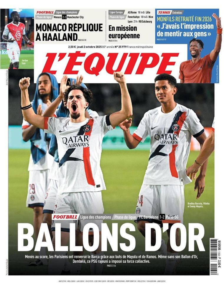 La tapa especial de L'Équipe tras el triunfo del PSG ante Barcelona por la Champions La tapa especial de L'Équipe tras el triunfo del PSG ante Barcelona por la Champions