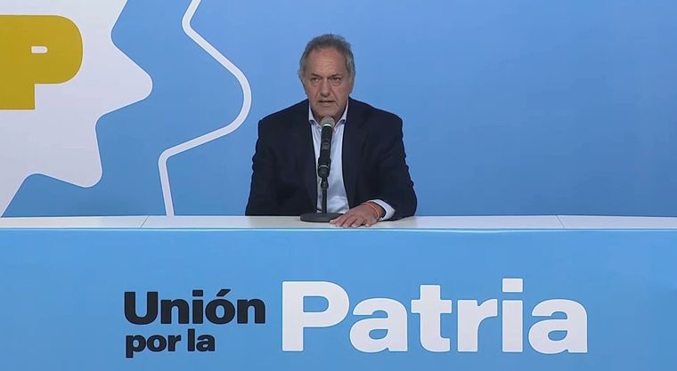 Daniel Scioli desde el búnker de Unión por la Patria