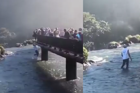 Así fue la caída del turista en las Cataratas del Iguazú. Así fue la caída del turista en las Cataratas del Iguazú.