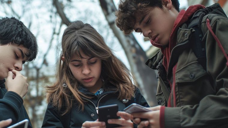 adolescentes con celulares
