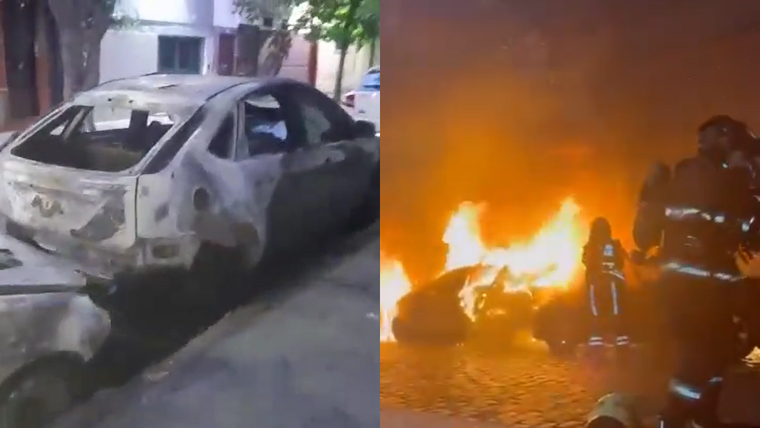 Los tres vehículos estaban estacionados en la calle Oruro al 1400 Foto: X