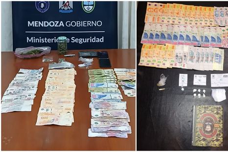 El dinero y las sustancias incautadas en los kioscos de drogas. El dinero y las sustancias incautadas en los kioscos de drogas.