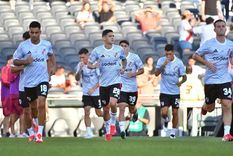 Los jugadores de River en la entrada en calor previa al último partido frente a Lanús. Foto: Prensa River Plate