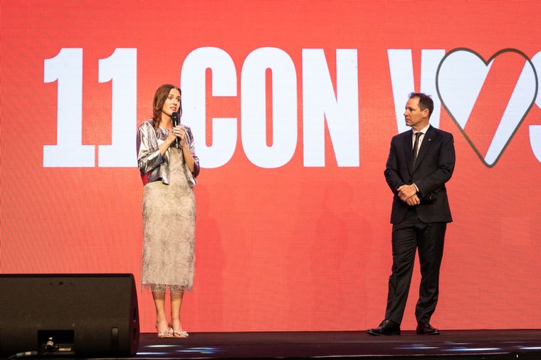 Clara DOnofrio, presidenta de la Fundación River Plate y Jorge Brito, presidente del club. Foto: Fundación River Plate