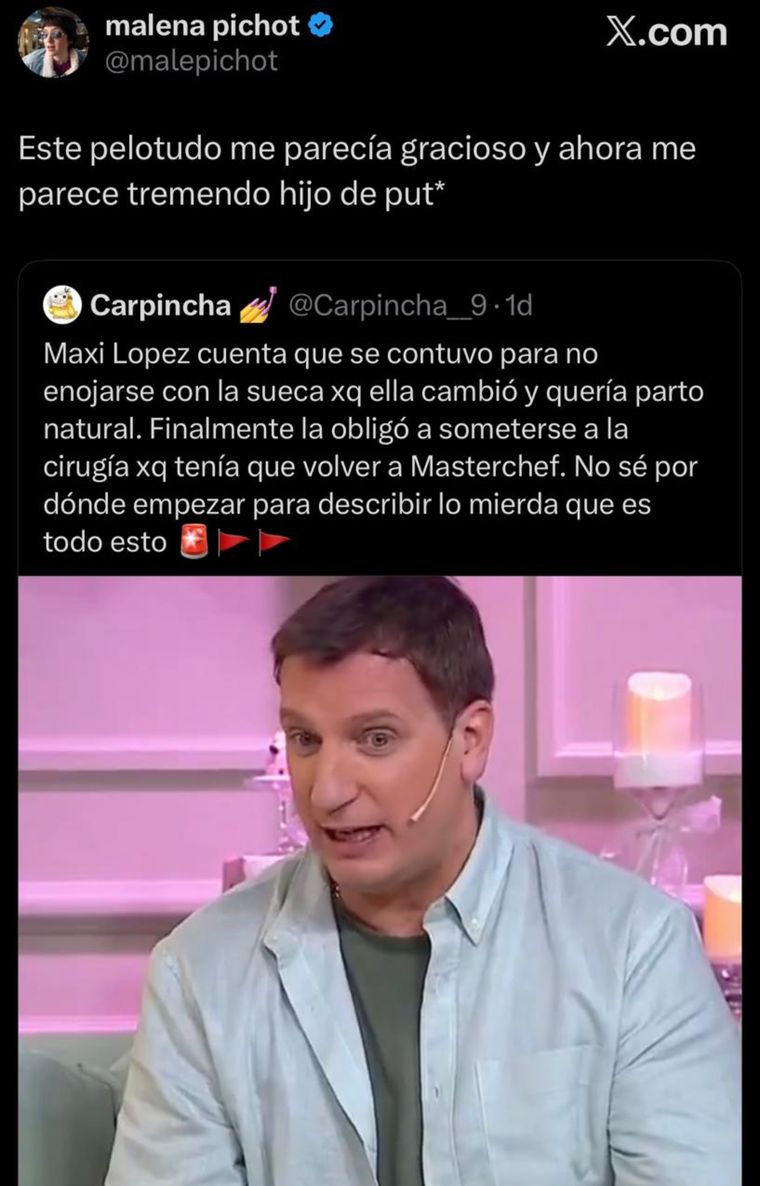 El posteo de Malena Pichot contra el exfutbolista. El posteo de Malena Pichot contra el exfutbolista.