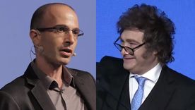 El filósofo israelí Yuval Noah Harari y el presidente argentino Javier Milei. El filósofo israelí Yuval Noah Harari y el presidente argentino Javier Milei.