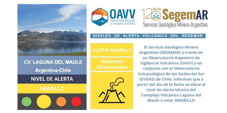 Reportaron alerta Amarilla en el Complejo del volcán en la Laguna del Maule. Reportaron alerta Amarilla en el Complejo del volcán en la Laguna del Maule.