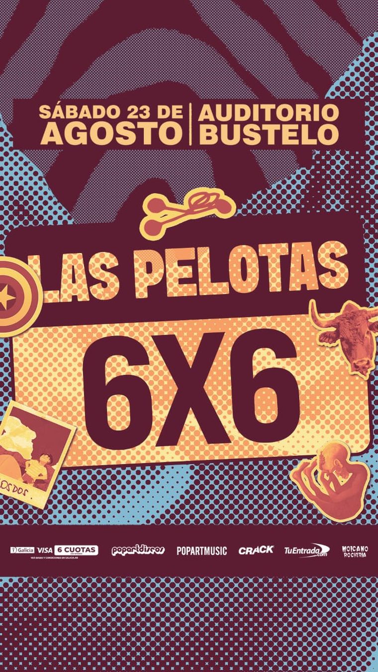 Las Pelotas, próximamente en Mendoza con 6x6. Créditos: tuentrada.com Las Pelotas, próximamente en Mendoza con 6x6. Créditos: tuentrada.com