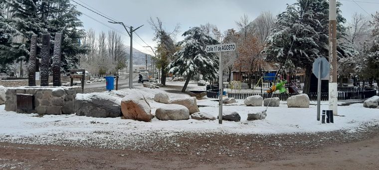 El Manzano Histórico con la nevada de los últimos días Foto: Osvaldo Valle