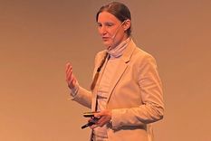 Viazovska, en marzo, durante la primera de las Conferencias Alice Roth que organiza el ETH Zürich. Foto: CORTESÍA: ETH ZÜRICH