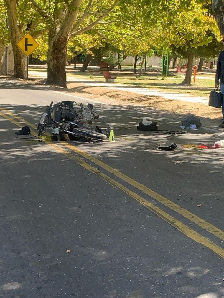 El lugar donde cayó el motociclista Foto: Ministerio de Seguridad