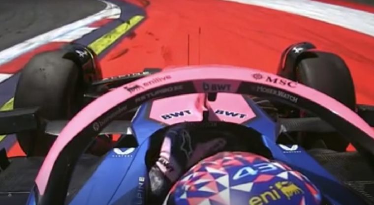 Colapinto quedó mirando en sentido contrario luego del semi trompo en las prácticas libres del sábado