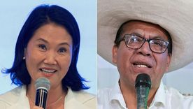 Keiko Fujimori, candidata presidencial del partido Fuerza Popular, y Roberto Sánchez, candidato del partido Juntos por el Perú.