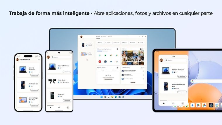 El panel de Smart Connect permite gestionar tu PC y dispositivos Motorola de manera centralizada. El panel de Smart Connect permite gestionar tu PC y dispositivos Motorola de manera centralizada.