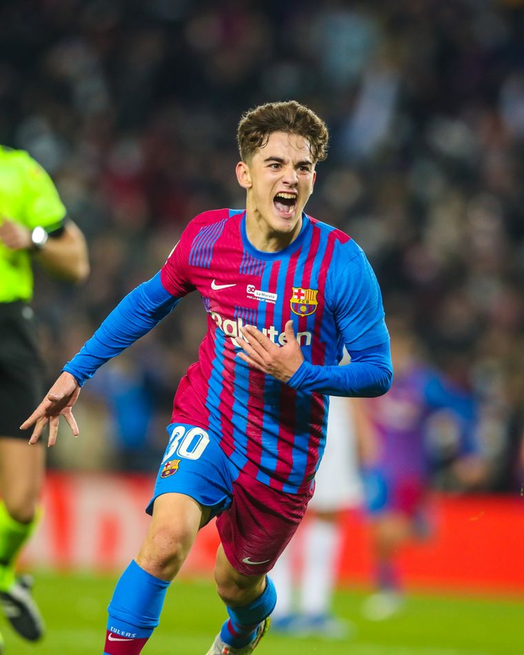 Gavi festeja el primer gol culé. Foto: @barcelona