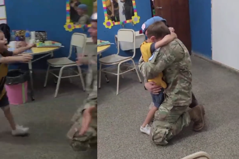 Así fue el emotivo reencuentro entre un papá militar y su hijo de 4 años. Así fue el emotivo reencuentro entre un papá militar y su hijo de 4 años.