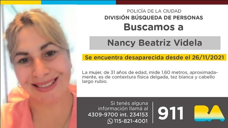 Desde hace cinco días no se sabe nada de Nancy Videla.