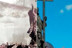 Desde el 13 de marzo de 1904 está el monumento del Cristo Redentor en el límite de Argentina y Chile.  Antes de que se trasladara a Mendoza por ferrocarril, la estatua de la obra fue presentada en el patio de un colegio católico (de la orden de los dominicos) de Buenos Aires. Foto: Revista Caras y Caretas - Mario Simonovich