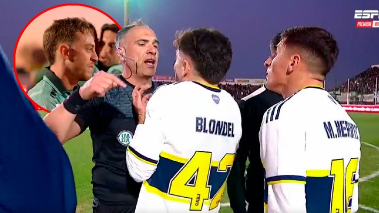 Blondel se peleó con el hijo de Gallardo y ambos vieron la roja en la derrota de Boca ante Sarmiento