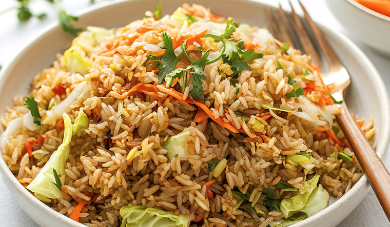 Receta de arroz con vegetales salteados