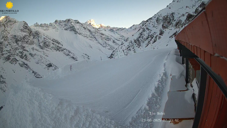 Así está el centro de Ski Portillo este sábado.