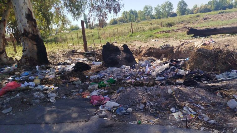 La basura se acumula en las banquinas y acequias de Las Heras. La basura se acumula en las banquinas y acequias de Las Heras.