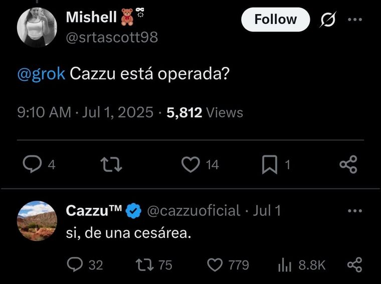Cazzu no dudó un instante en responderle a la usuaria que hizo un inapropiado comentario sobre su cuerpo.
