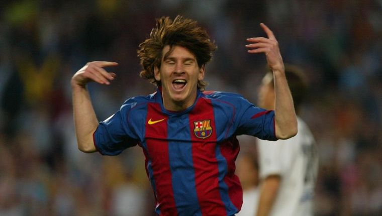 La Pulga grita su primer gol con la camiseta del Barça. publicada en Mundo Deportivo Foto: publicada en Mundo Deportivo