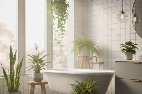 Las mejores plantas para el baño. Fuente: IA Gemini.