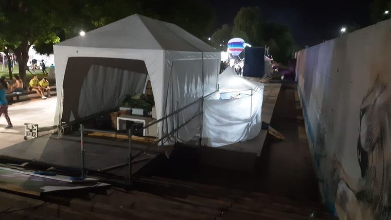 El stand de Tupungato donde se cayó una columna.