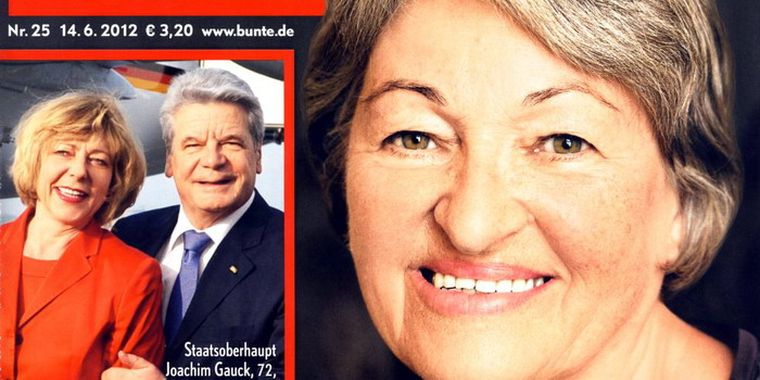 Hansi Gauck y a la izquierda, su esposo Joachim y su novia Daniela. Foto: bunte
