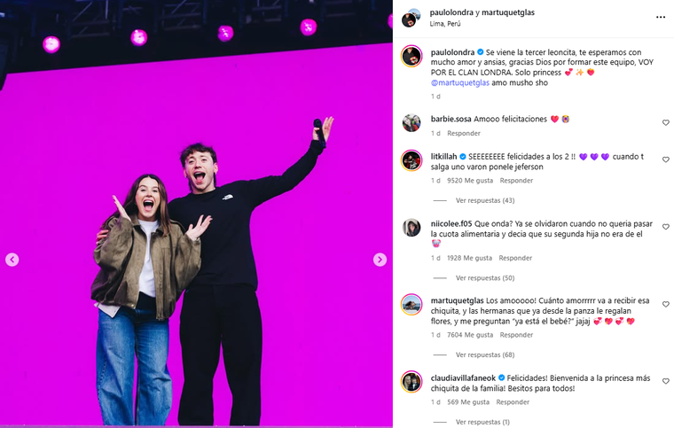 La publicación compartida de la pareja. Créditos: Instagram / paulolondra La publicación compartida de la pareja. Créditos: Instagram / paulolondra