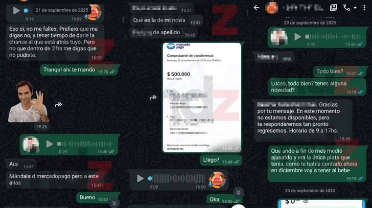 Para la transferencia usó la cuenta de su novia. Para la transferencia usó la cuenta de su novia.