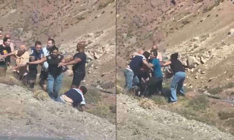 La pelea en el paso internacional. Foto: Captura
