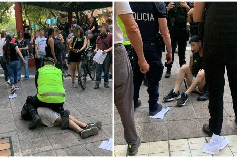 El hombre que fue aprehendido durante la visita de Javier Milei en el centro mendocino. El hombre que fue aprehendido durante la visita de Javier Milei en el centro mendocino.