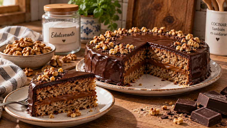 La torta alfajor de nuez más tentadora, sin azúcar y sin harinas