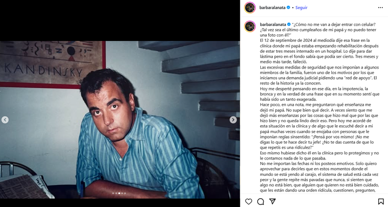 Bárbara Lanata recordó a Jorge. Foto: captura de pantalla Instagram/ @barbaralanata. Bárbara Lanata recordó a Jorge. Foto: captura de pantalla Instagram/ @barbaralanata.