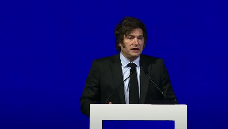 El presidente Javier Milei en el AmCham Summit 2025. Foto: Captura del video.