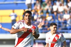 Nasif celebra el tanto de River en el predio de Boca. Foto: @RiverPlate Nasif celebra el tanto de River en el predio de Boca. Foto: @RiverPlate