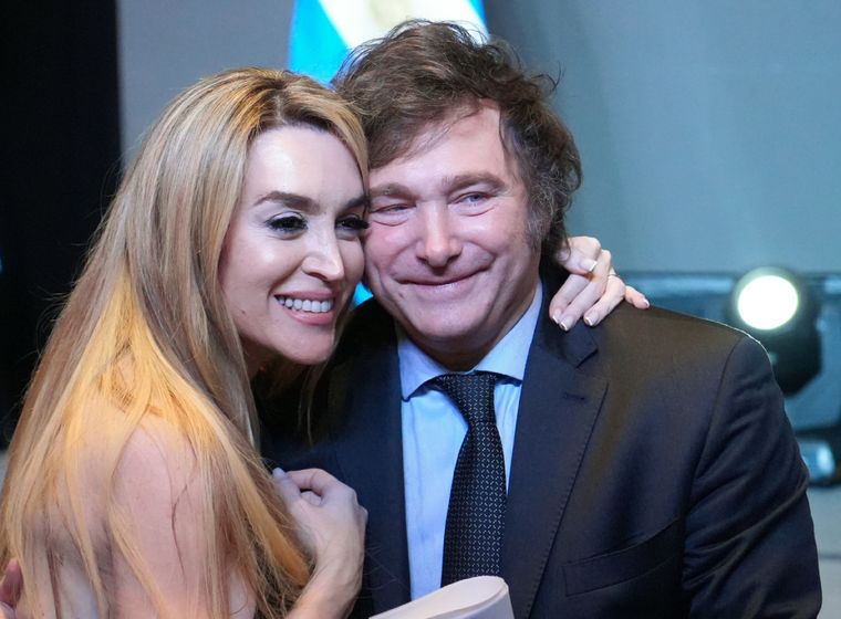 Fátima Flórez, una de las invitadas al escenario junto a Javier Milei Foto: Noticias Argentinas