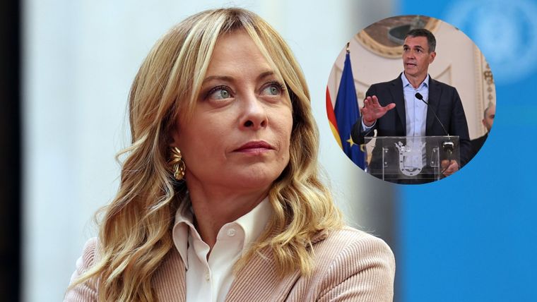 Giorgia Meloni y Pedro Sánchez, enfrentados en medio de la crisis migratoria en Ceuta.